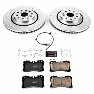 Lexus LS500 Brake Kit - Front - PowerStop - Drilled & Slotted Rotors + Carbon-Fiber Ceramic Pads - `18-`19