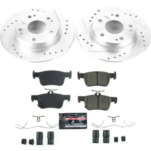 Honda Insight Brake Kit - Rear - PowerStop - Drilled & Slotted Rotors + Carbon-Fiber Ceramic Pads - 2019