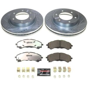 Ford Ranger Brake Pads + Rotors - Front - PowerStop - Z36 Truck & Tow: Drilled & Slotted Rotors + Carbon-Fiber Ceramic Pads - `19-`22