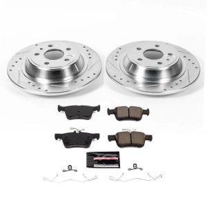 Ford Fusion Brake Kit - Rear - PowerStop - Drilled & Slotted Rotors + Carbon-Fiber Ceramic Pads - 2020