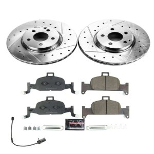 Audi Q5 Brake Kit - Front - PowerStop - Drilled & Slotted Rotors + Carbon-Fiber Ceramic Pads - `18-`22