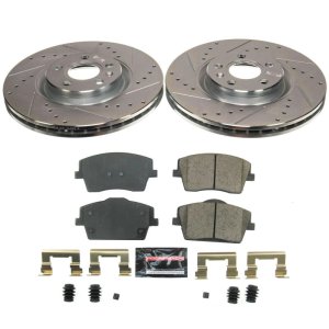 Volvo XC40 Brake Kit - Front - PowerStop - Drilled & Slotted Rotors + Carbon-Fiber Ceramic Pads - `19-`22