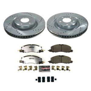 Lincoln Aviator Brake Kit - Front - PowerStop - Drilled & Slotted Rotors + Carbon-Fiber Ceramic Pads - `20-`22