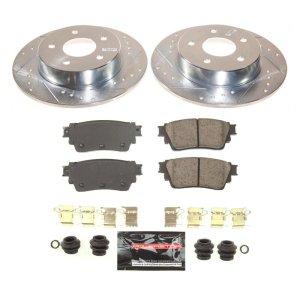 Nissan Altima Brake Kit - Rear - PowerStop - Drilled & Slotted Rotors + Carbon-Fiber Ceramic Pads - `19-`23