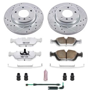 BMW 323i Brake Kit - Front - PowerStop - Z26 Street Warrior + Drilled & Slotted Rotors + Carbon-Fiber Ceramic Pads - 2000
