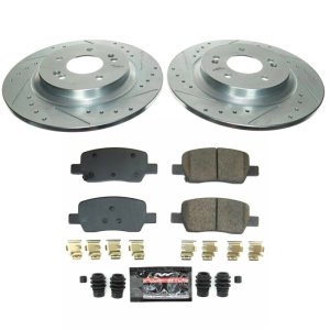 Hyundai Santa Fe Brake Kit - Rear - PowerStop - Z23 Evolution Sport Brake Upgrade Kit: Drilled & Slotted Rotors + Carbon-Fiber Ceramic Pads - `21-`23 Hyundai Santa Fe Brake Kit - Rear - PowerStop - Z23 Evolution Sport Brake Upgrade Kit: Drilled & Slotted Rotors + Carbon-Fiber Ceramic Pads - `21-`23