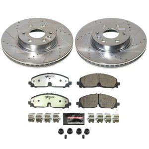 Chevrolet Colorado Brake Kit - Front - PowerStop - Drilled & Slotted Rotors + Carbon-Fiber Ceramic Pads - `21-`22