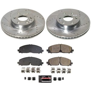 Chevrolet Colorado Brake Kit - Front - PowerStop - Drilled & Slotted Rotors + Carbon-Fiber Ceramic Pads - `21-`22