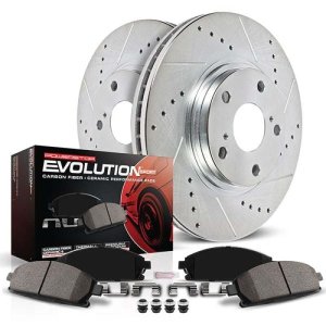 Ford Mustang Mach-E Brake Kit - Front - PowerStop - Drilled & Slotted Rotors + Carbon-Fiber Ceramic Pads - `21-`23