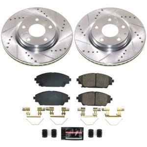 Mazda CX-30 Brake Kit - Front - PowerStop - Z23 Evolution Sport + Drilled & Slotted Rotors + Carbon-Fiber Ceramic Pads - `20-`22
