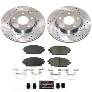Mazda 3 Brake Kit - Front - PowerStop - Z23 Evolution Sport - Drilled & Slotted Rotors + Carbon-Fiber Ceramic Pads - `19-`23 Mazda 3 Brake Kit - Front - PowerStop - Z23 Evolution Sport - Drilled & Slotted Rotors + Carbon-Fiber Ceramic Pads - `19-`23