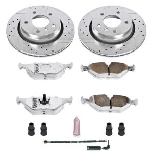 BMW 323i Brake Kit - Rear - PowerStop - Z26 Street Warrior + Drilled & Slotted Rotors + Carbon-Fiber Ceramic Pads - 2000