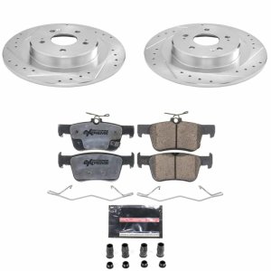 Acura TLX Brake Kit - Rear - PowerStop - Z26 Street Warrior Kit: Drilled & Slotted Rotors + Carbon-Fiber Ceramic Pads - `21-`25