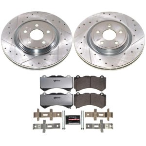 Dodge Durango Brake Kit - Front - PowerStop - Drilled & Slotted Rotors + Carbon-Fiber Ceramic Pads + Stainless-Steel Hardware - `21-`24