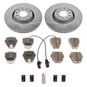 Audi A6 Quattro Brake Kit - Front - PowerStop - Drilled & Slotted Rotors + Carbon-Fiber Ceramic Pads - `00-`01