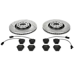 Audi A6 Quattro Brake Kit - Front - PowerStop - Drilled & Slotted Rotors + Carbon-Fiber Ceramic Pads - `00-`01
