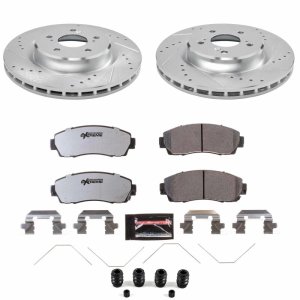 Acura TLX Brake Kit - Front - PowerStop - Drilled & Slotted Rotors + Carbon-Fiber Ceramic Pads - `21-`25
