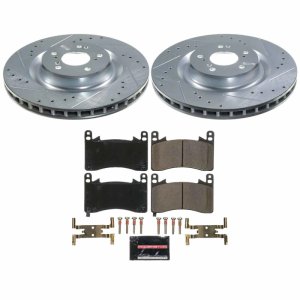 Acura TLX Brake Kit - Front - PowerStop - Drilled & Slotted Rotors + Carbon-Fiber Ceramic Pads - `21-`23