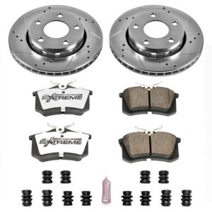 Audi S4 Brake Kit - Rear - PowerStop - Drilled & Slotted Rotors + Carbon-Fiber Ceramic Pads - `00-`02