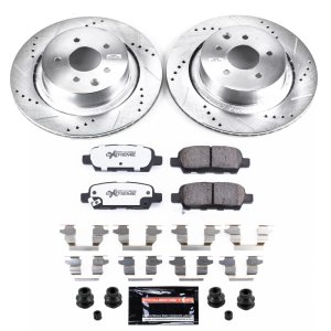 Infiniti Q60 Brake Kit - Rear - PowerStop - Drilled & Slotted Rotors + Carbon-Fiber Ceramic Pads - `14-`15