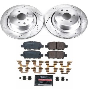 Infiniti Q60 Brake Kit - Rear - PowerStop - Drilled & Slotted Rotors + Carbon-Fiber Ceramic Pads - `14-`15