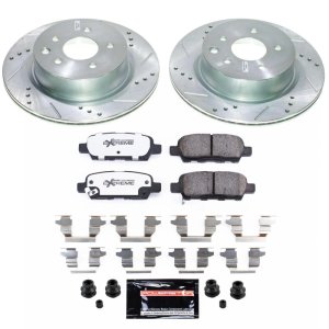 Infiniti EX35 Brake Kit - Rear - PowerStop - Z26 Street Warrior + Drilled & Slotted Rotors + Carbon-Fiber Ceramic Pads - `08-`09
