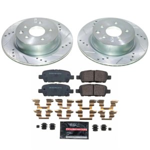 Infiniti EX35 Brake Kit - Rear - PowerStop - Drilled & Slotted Rotors + Carbon-Fiber Ceramic Pads - `08-`09