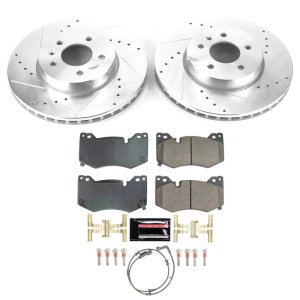 Cadillac CT4 Brake Kit - Front - PowerStop - Drilled & Slotted Rotors + Carbon-Fiber Ceramic Pads - `20-`22