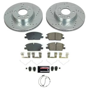 Cadillac CT4 Brake Kit - Front - PowerStop - Drilled & Slotted Rotors + Carbon-Fiber Ceramic Pads - `20-`22