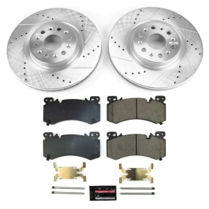 Cadillac XT6 Brake Kit - Front - PowerStop - Drilled & Slotted Rotors + Carbon-Fiber Ceramic Pads - 2022+