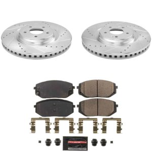 Hyundai Sonata Brake Kit - Front - PowerStop - Drilled & Slotted Rotors + Carbon-Fiber Ceramic Pads - `21-`23