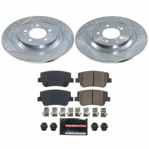 Hyundai Sonata Brake Kit - Rear - PowerStop - Drilled & Slotted Rotors + Carbon-Fiber Ceramic Pads - 2023+