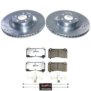 Tesla Y Brake Kit - Front - PowerStop - Drilled & Slotted Rotors + Carbon-Fiber Ceramic Pads - `20-`24