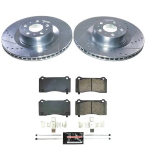 Tesla Y Brake Kit - Front - PowerStop - Drilled & Slotted Rotors + Carbon-Fiber Ceramic Pads - `20-`24