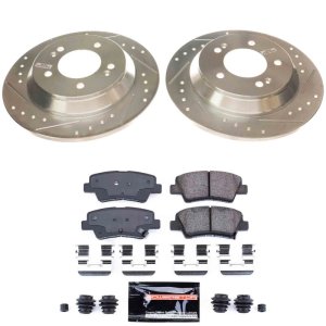 Hyundai Kona Brake Kit - Rear - PowerStop - Z23 Evolution Sport, Drilled & Slotted Rotors + Carbon-Fiber Ceramic Pads - `22-`23