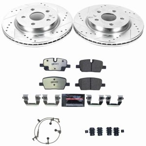 Cadillac CT5 Brake Kit - Rear - PowerStop - Drilled & Slotted Rotors + Carbon-Fiber Ceramic Pads - `20-`21