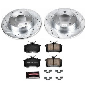 Audi Allroad Quattro Brake Kit - Rear - PowerStop - Drilled & Slotted Rotors + Carbon-Fiber Ceramic Pads - `01-`05