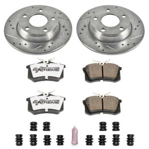 Audi A6 Quattro Brake Kit - Rear - PowerStop - Drilled & Slotted Rotors + Carbon-Fiber Ceramic Pads - `98-`04