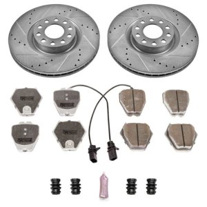 Audi A6 Quattro Brake Kit - Front - PowerStop - Drilled & Slotted Rotors + Carbon-Fiber Ceramic Pads - `00-`04