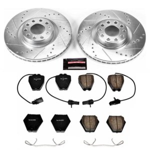 Audi A6 Quattro Brake Kit - Front - PowerStop - Drilled & Slotted Rotors + Carbon-Fiber Ceramic Pads - `00-`04