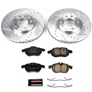 Saab 9-3 Brake Kit - Front - PowerStop - Drilled & Slotted Rotors + Carbon-Fiber Ceramic Pads - `03-`11