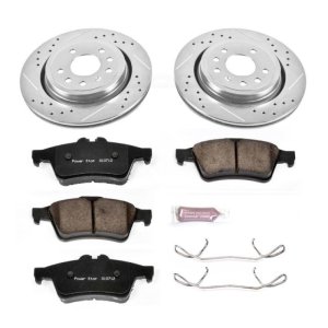 Saab 9-3 Brake Kit - Rear - PowerStop - Drilled & Slotted Rotors + Carbon-Fiber Ceramic Pads - `03-`11