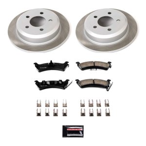 Saab 9-3 Brake Kit - Front + Rear - PowerStop - Z23 Evolution Sport + Drilled & Slotted Rotors + Carbon-Fiber Ceramic Pads - `03-`11