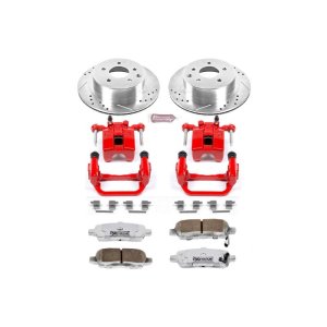 INFINITI G35 Brake Kit - Rear - PowerStop - Drilled & Slotted Rotors + Carbon-Fiber Ceramic Pads + Powder Coated Calipers - `03-`05