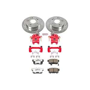 Honda Prelude Brake Kit - Rear - PowerStop - Drilled & Slotted Rotors + Carbon-Fiber Ceramic Pads + Powder Coated Calipers - Red - `97-`01 Honda Prelude Brake Kit - Rear - PowerStop - Drilled & Slotted Rotors + Carbon-Fiber Ceramic Pads + Powder Coated Calipers - Red - `97-`01