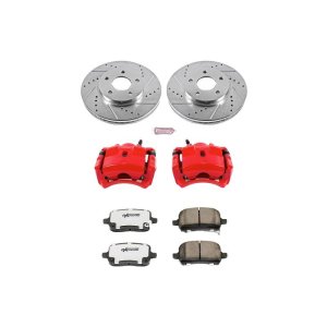 Chevrolet HHR Brake Kit - Front - PowerStop - Drilled & Slotted Rotors + Carbon-Fiber Ceramic Pads + Powder Coated Calipers - Red - `08-`11
