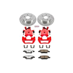 Chevrolet Cobalt Brake Kit - Rear - PowerStop - Drilled & Slotted Rotors + Carbon-Fiber Ceramic Pads + Powder Coated Calipers - Red - `05-`07