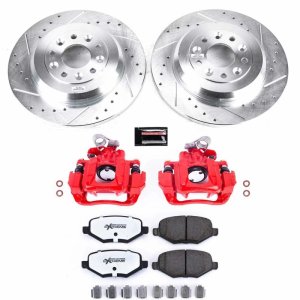 Ford Flex Brake Kit - Rear - PowerStop - Drilled & Slotted Rotors + Carbon-Fiber Ceramic Pads + Powder Coated Calipers - Red - 2009