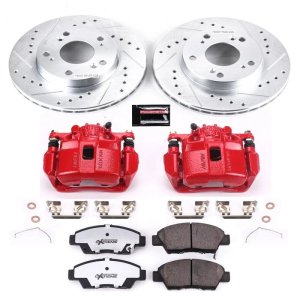 Honda CR-Z Brake Kit - Front - PowerStop - Drilled & Slotted Rotors + Carbon-Fiber Ceramic Pads + Powder Coated Calipers - Red - `11-`15