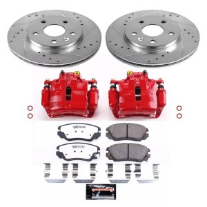 Buick LaCrosse Brake Kit - Front - PowerStop - Drilled & Slotted Rotors + Carbon-Fiber Ceramic Pads + Powder Coated Calipers - Red - `11-`16